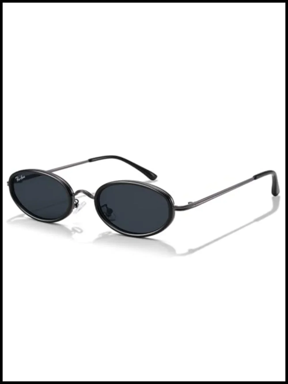Vintage Oval Sunglasses 90s Trendy Small Frame Retro Narrow Metal Sunnies Y2K